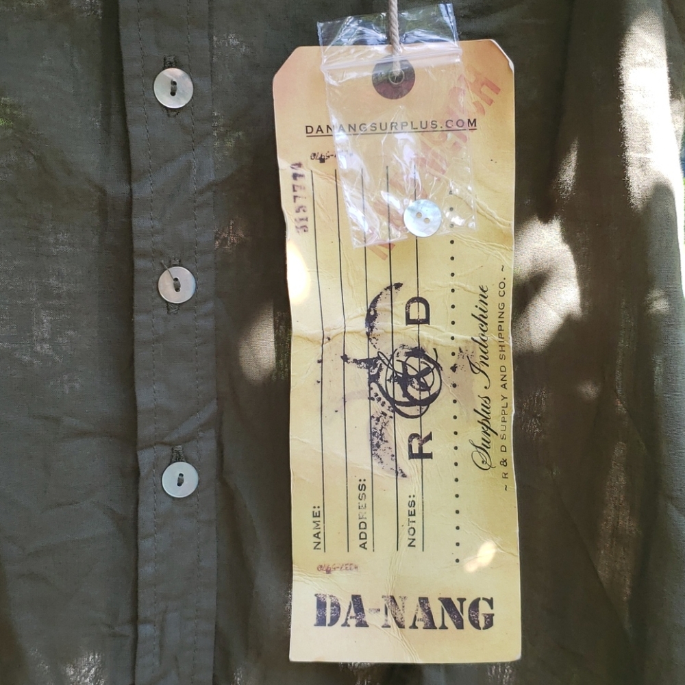 Da-Nang S Button Khaki Shirt Nwt - Picture 4 of 6